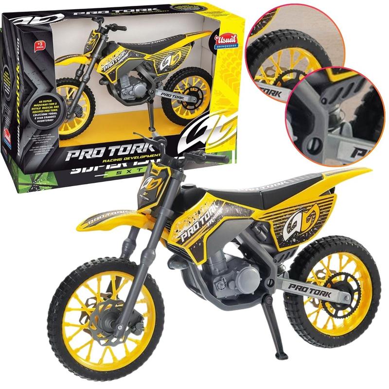 Moto De Brinquedo Motocross Pro Tork Pneus de Borracha Supensão